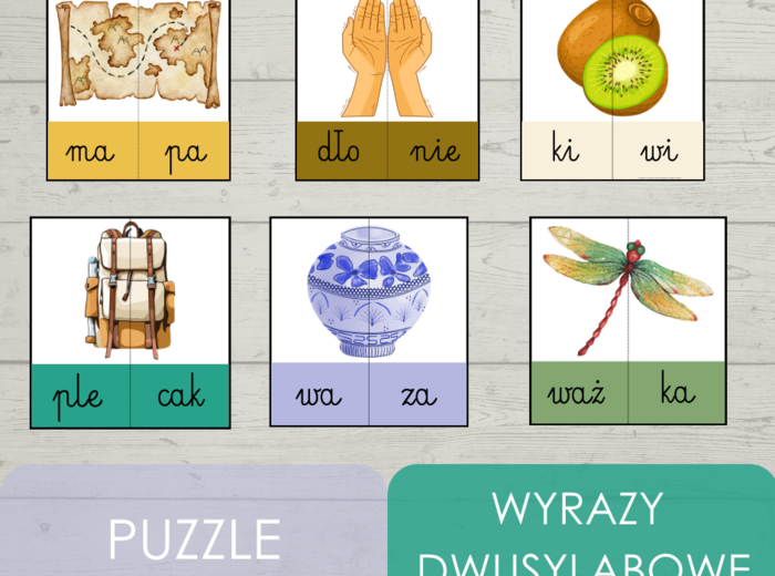 Puzzle - wyrazy dwusylabowe