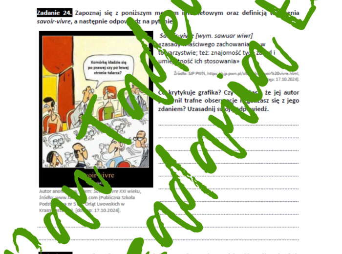 E8 „Pan Tadeusz” (fragmenty) *ZBIÓR ZADAŃ EGZAMINACYJNYCH* – wymagania 2024/2025 i 2025/2026