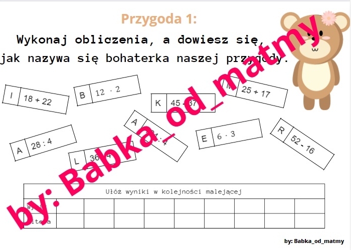 Matmo - Poszukiwacze przygód klasa 4 (działania pamięciowe)