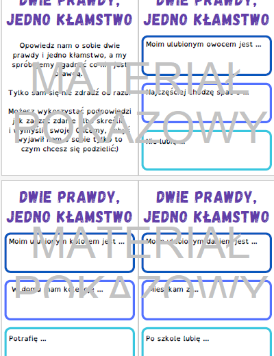 Zabawa integracyjna - dwie prawdy, jedno kłamstwo