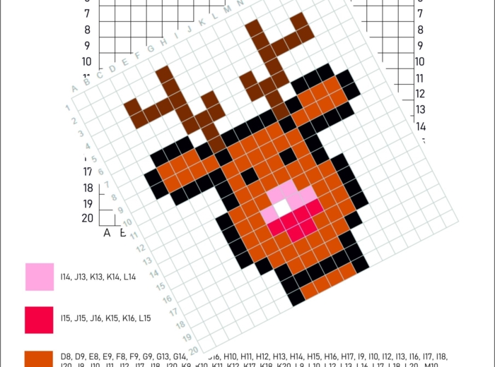 Kodowanka - zima, święta, bombka, dyktando graficzne, trudne, renifer