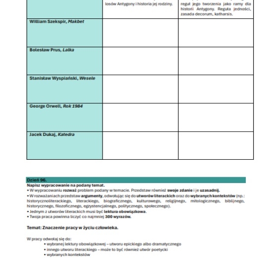 Zadania do matury pisemnej