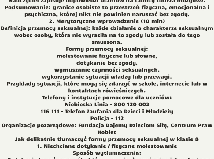 Scenariusze lekcji edukacja zdrowotna dla klasy 8 część 2 (lekcje 9-16) w oparciu o program nauczania proponowany przez MEN: HOLISTYCZNA EDUKACJA PROZDROWOTNA W SZKOLE PODSTAWOWEJ – CIAŁO, UMYSŁ, DUCH. Program nauczania edukacji zdrowotnej dla klas IV-VI