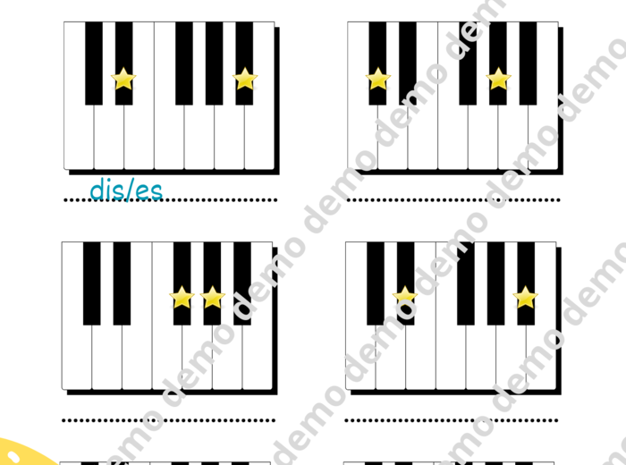 Muzyka. Budowa klawiatury. Podpisz nazwy czarnych klawiszy.