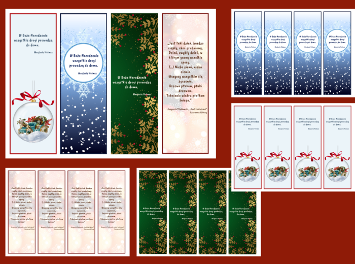 Boże Narodzenie – zakładki do książek – zakładka – biblioteka – świetlica – wersja 2