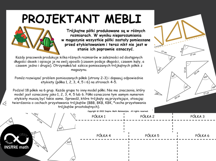Przystawanie trójkątów. Projektant mebli. Trójkąty przystające. Praktyczne zastosowanie matematyki.