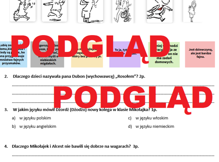 Kartkówka ze znajomości lektury MIKOŁAJEK