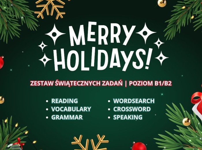Christmas A2 B1+  Kompletny zestaw świątecznych materiałów (reading, vocabulary, grammar, dialogi, krzyżówka, wykreślanka + answer key)