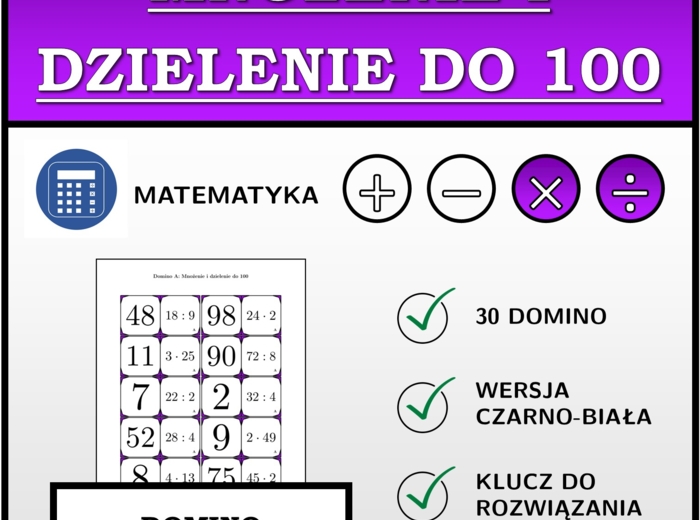 Domino - Mnożenie i dzielenie do 100 | matematyka
