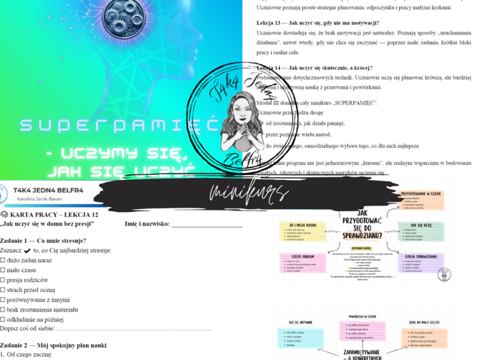 „SUPERPAMIĘĆ  – UCZYMY SIĘ, JAK SIĘ UCZYĆ” CZ. III - MINIKURS ROZWIJANIA UMIEJĘTNOŚCI UCZENIA SIĘ  DLA UCZNIÓW KLAS IV–VI