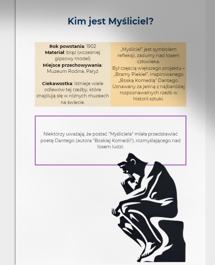 Auguste Rodin, Myśliciel. Interpretacja rzeźby. Informacje o rzeźbie i autorze. Ćwiczenia i zadania