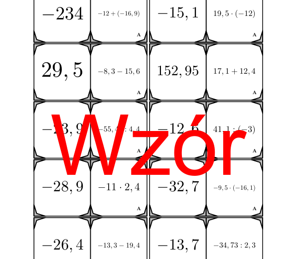 Domino - Arytmetyka dodatnich i ujemnych liczb dziesiętnych | matematyka