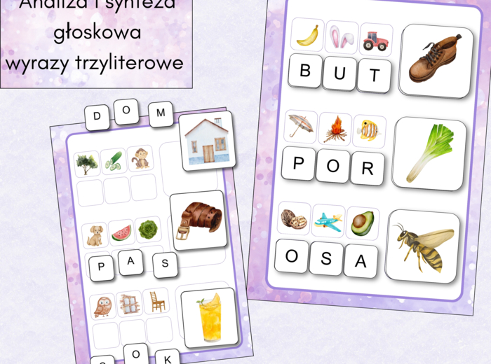 Analiza i synteza głoskowa wyrazy trzyliterowe