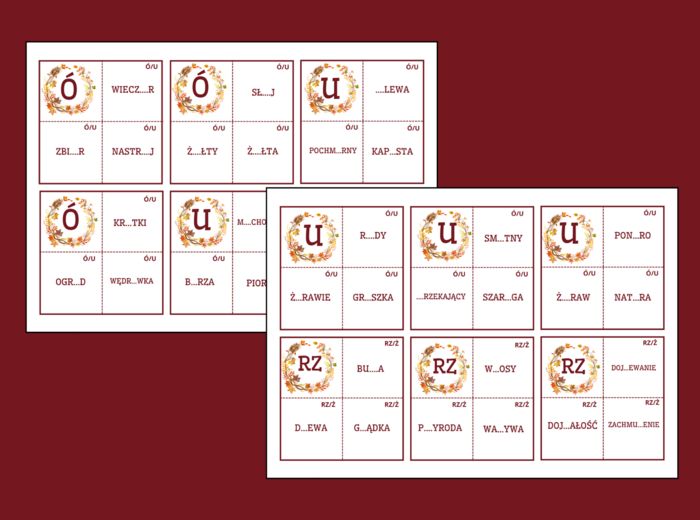 JESIENNA ORTOGRAFIA – układanka – jesień – ćwiczenia ortograficzne - puzzle