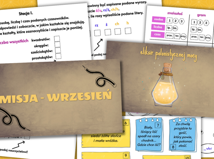 Polonistyczne stacje zadaniowe. Ortografia, części mowy, środki stylistyczne.