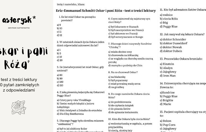 Eric-Emmanuel Schmitt "Oskar i pani Róża" - test z treści lektury