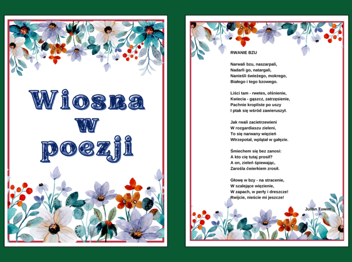 WIOSNA W POEZJI – biblioteka – świetlica – WIERSZE – GAZETKA – wersja 2