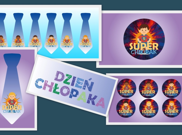 Dzień chłopaka ( napis, medale i krawaty) pdf i png.