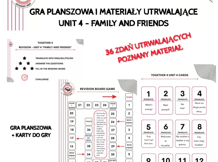 Together 4 - Revision Game Unit 4 materiały utrwalające