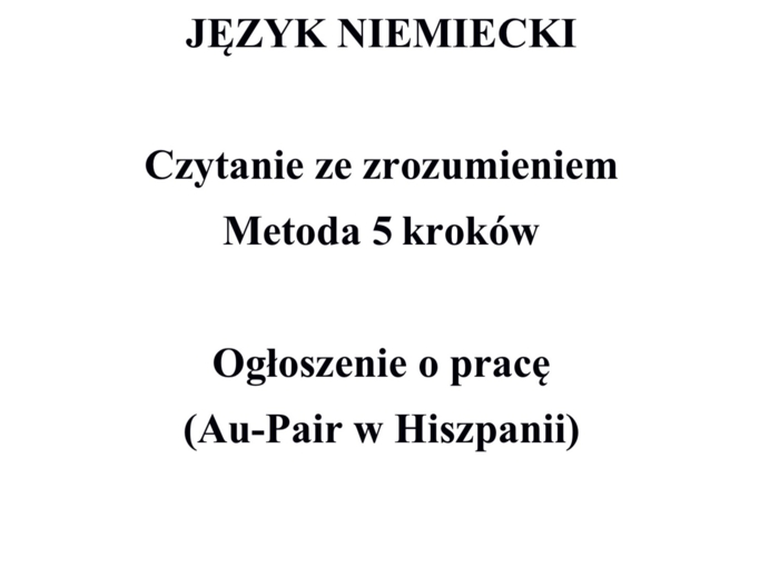 Matura podstawowa JĘZYK NIEMIECKI Czytanie ze zrozumieniem