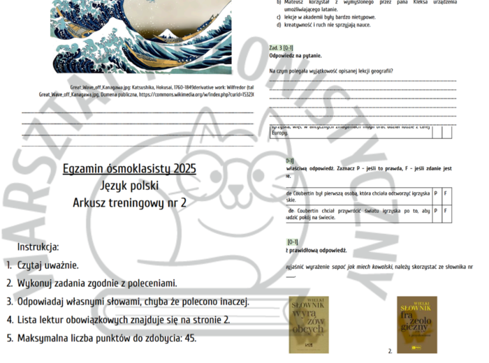 Egzamin ósmoklasisty 2025: język polski – przykładowy arkusz nr 2