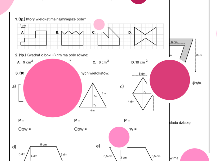 Sprawdzian. Pola figur. Klasa 5. GWO
