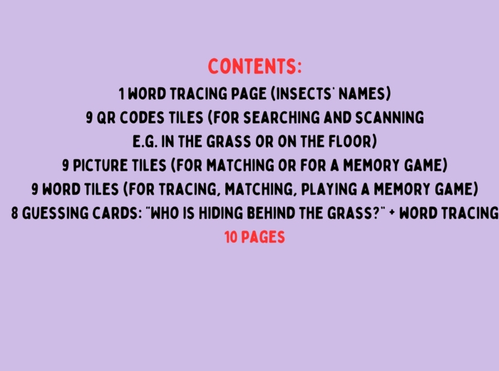 Spring insects: j. angielski/ zajęcia rewalidacyjne. Gra memory, kody QR, dobieranie, pisanie pośldzie dobre dla SPE