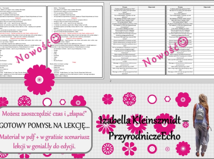 Pomysł na lekcję/karta pracy/stacje zadaniowe/notatki/ materiał do lekcji do tematu „Stany Zjednoczone -potęga gospodarcza świata” w pdf. W gratisie niekomercyjny scenariusz lekcji/pomysł na lekcję w programie genial.ly do edycji. Geografia 8. Dział „Ame