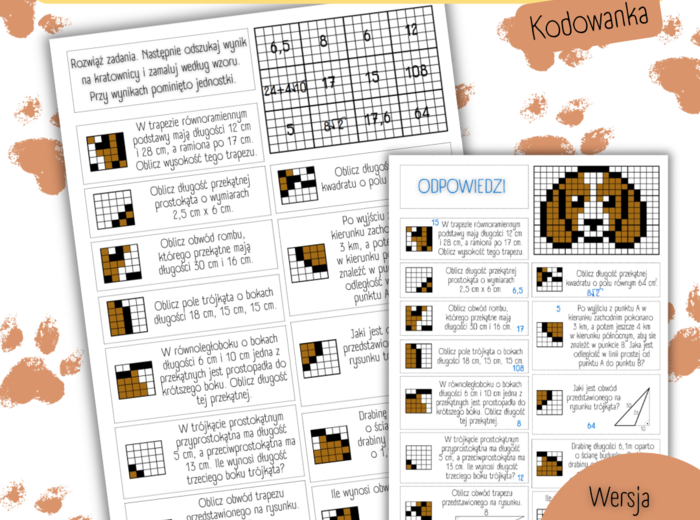 ZASTOSOWANIE TWIERDZENIA PITAGORASA - kodowanka/bloksy/twierdzenie Pitagorasa/egzamin ósmoklasisty