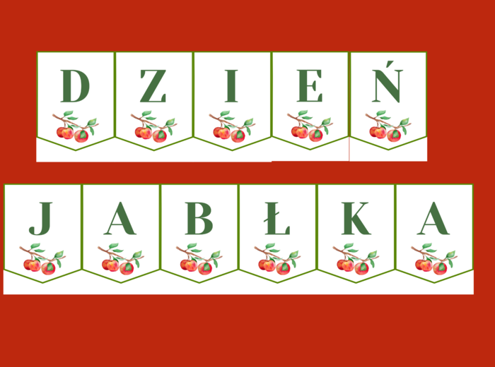 DZIEŃ JABŁKA – girlanda – napis – gazetka – szkoła – wersja 1