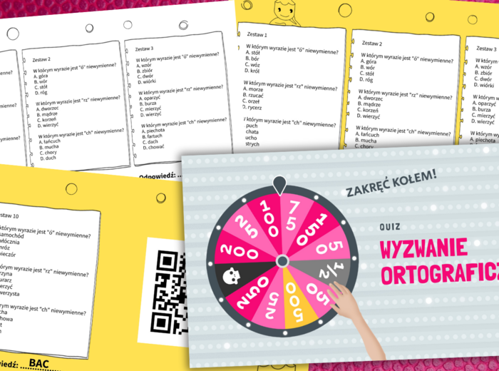 Ortografia zestawy pytań i ortograficzna gra w Genially