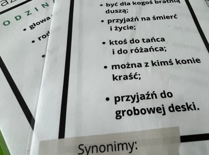 Egzamin ósmoklasisty - motywy - frazeologizmy - synonimy