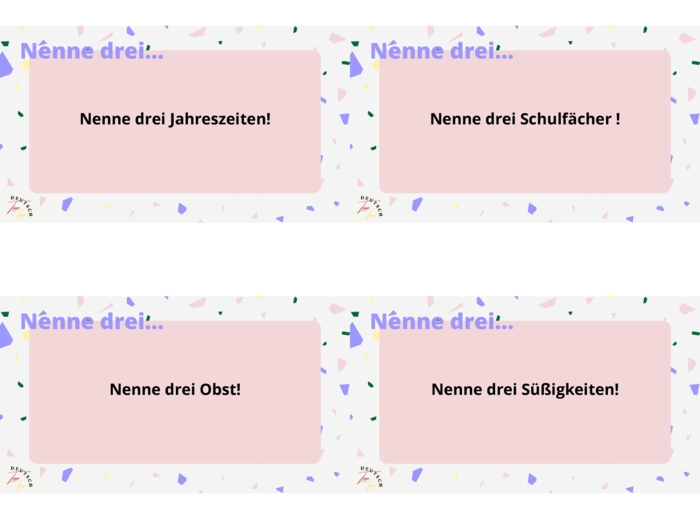 Język niemiecki - Nenne drei..!- gra utrwalająca słownictwo