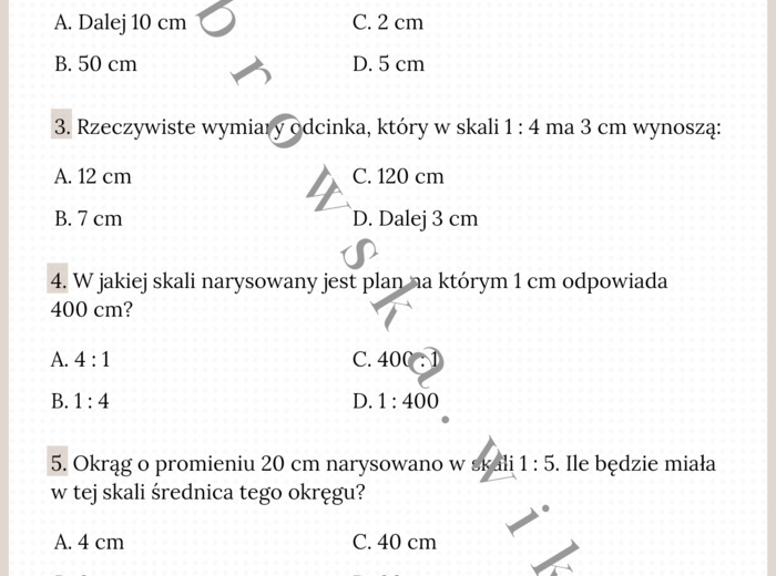 Skala, mapa, plan - quiz