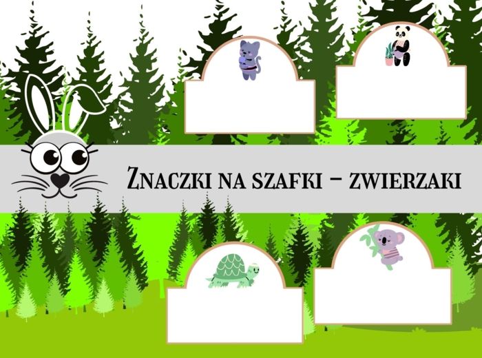 Znaczki na szafki do przedszkola - zestaw zwierzaki