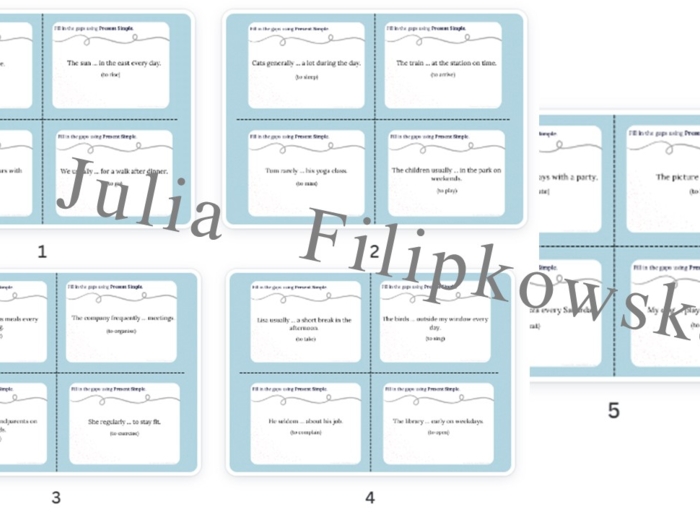 Present Simple/ Karty do mówienia/ Mówienie/ Speaking/ Konwersacje/ Klasy 4-8/ Klasy 4-6/ Klasy 6-8/ SP/ Warm-up/ Rozgrzewka/ Speaking cards/ Gramatyka/ Grammar/ Speaking cards grammar/ Grammar cards/ E8/