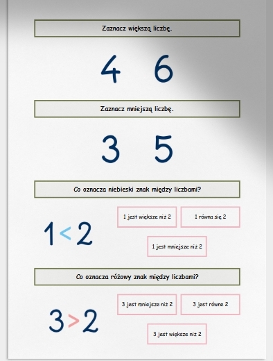 Porównywanie liczb w zakresie do 10. Karta pracy. Sprawdzian
