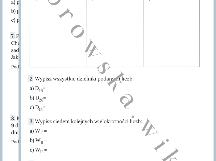 Własności liczb naturalnych - podsumowanie wiadomości