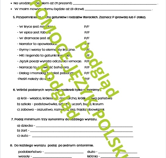 Dzień Języka Ojczystego - zadania dla kl. 6