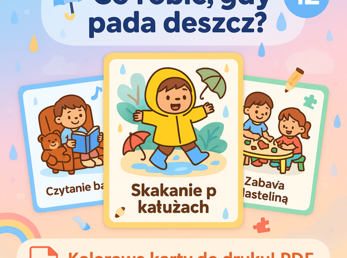 Karty obrazkowe "Co robić, gdy pada deszcz?"