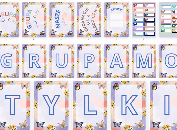 GRUPA MOTYLKI - napis,