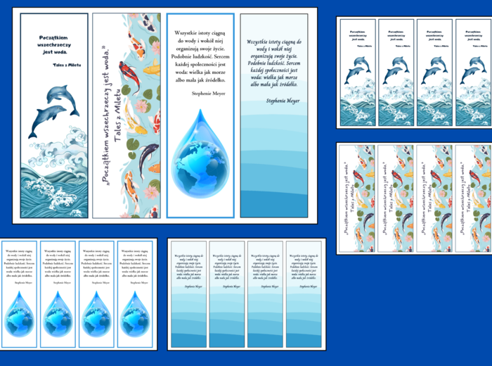 DZIEŃ WODY – wiosna – zakładki do książek – zakładka – wersja 1