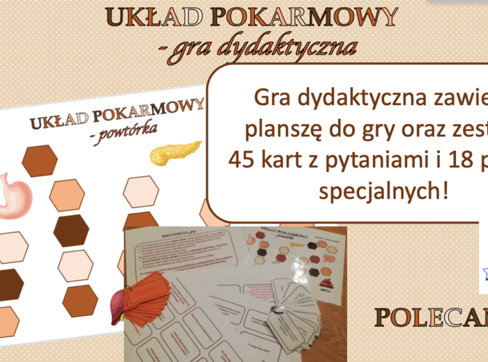 Układ pokarmowy - powtórka w formie gry dydaktycznej