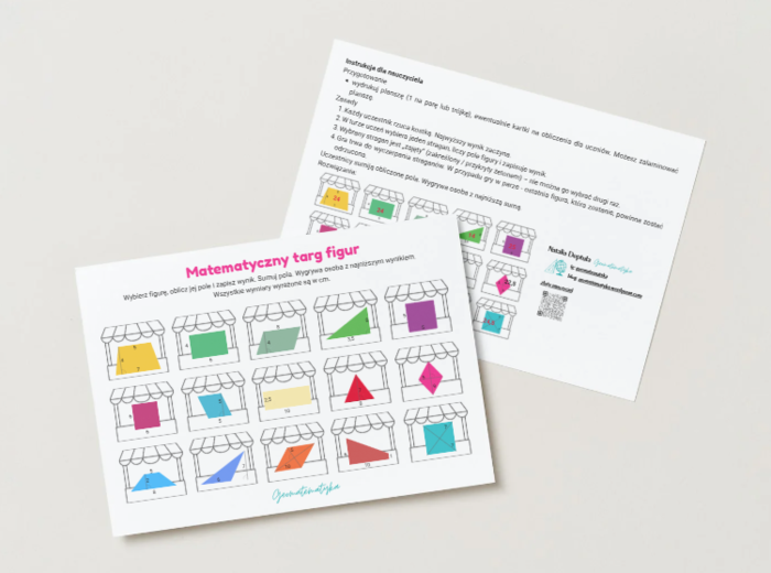 Matematyczny Targ Figur - gra pola wielokątów (klasa 5,6) powtórzenie działu