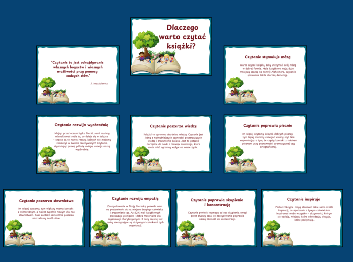 DLACZEGO WARTO CZYTAĆ KSIĄŻKI? - zalety czytania - Dzień Książki – BIBLIOTEKA - gazetka – wersja 4