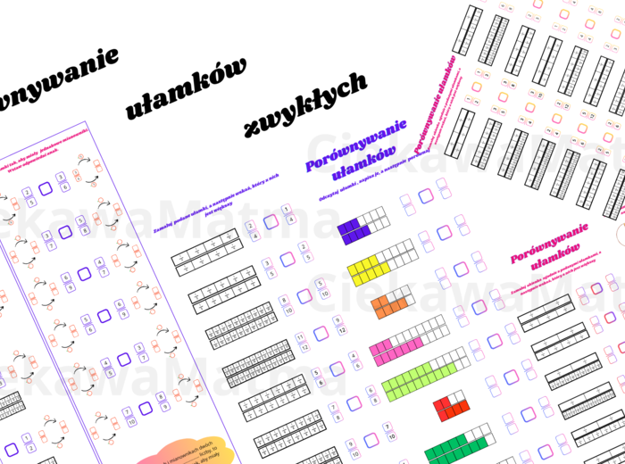 Zestaw kart pracy – Porównywanie ułamków zwykłych