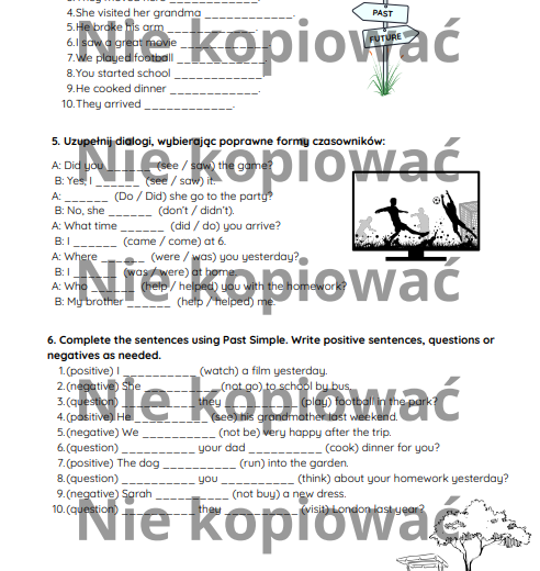 Karta Pracy - czas Past Simple (A1-A2)