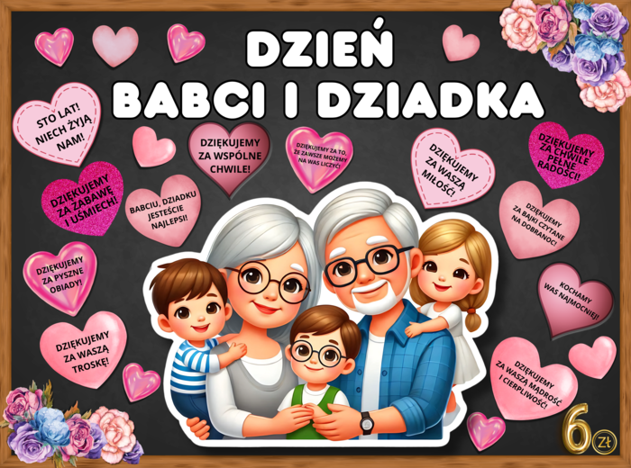 DZIEŃ BABCI I DZIADKA – zestaw materiałów do przygotowania dekoracji, grafika XXL