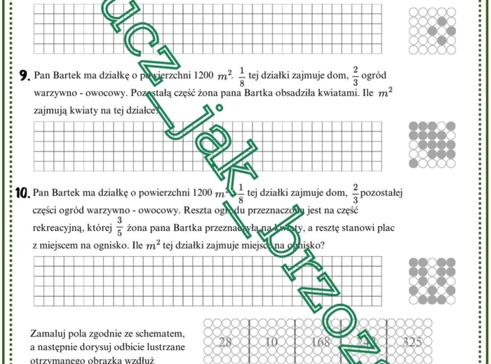 Obliczanie ułamka liczby, czytanie ze zrozumieniem, karta pracy, kodowanie, klasa 5