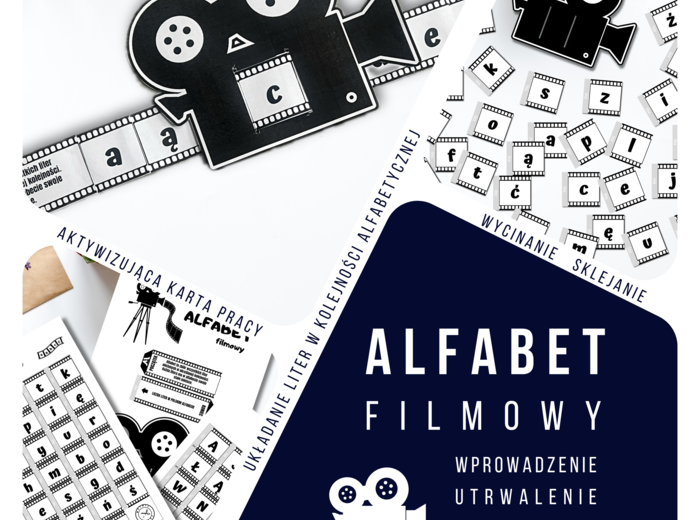 Alfabet filmowy - aktywizująca karta pracy wprowadzająca/utrwalająca kolejność liter w alfabecie